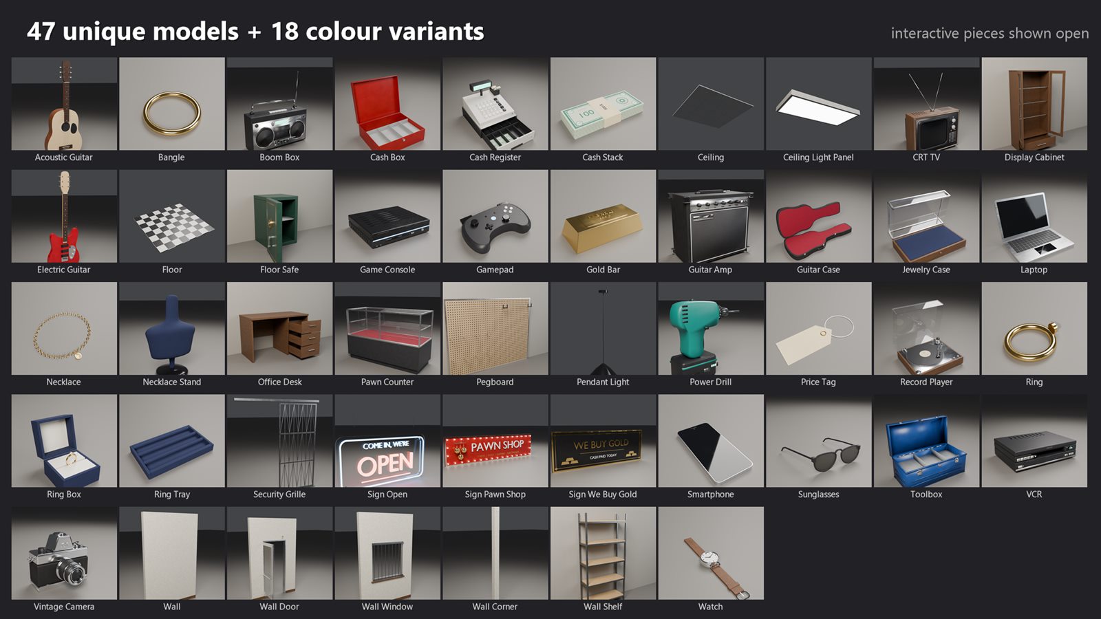 Fixtures with items inside